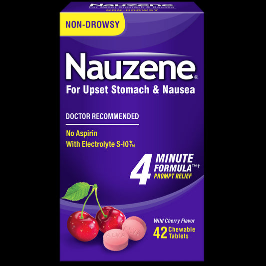 NAUZENE CHEWABLE TAB WILD CHERRY 42