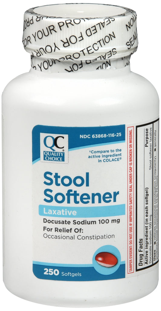 QC STOOL SOFTENER SOFTGEL 100 MG 250