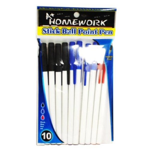 STICK PEN ASSORTED COLORS 10 PK