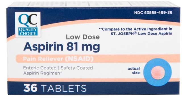 QC ASPIRIN SAFETY COATED TAB LO DOSE 81 MG 36