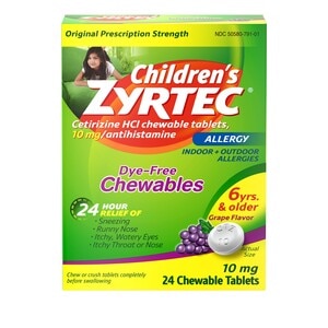 ZYRTEC CHILDREN DYE-FREE CHEW GRAPE AGE 6+ 24