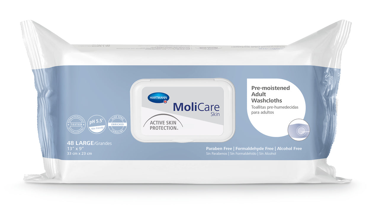 MOLICARE ADULT WASHCLOTHS HYPOALLERGENIC 48