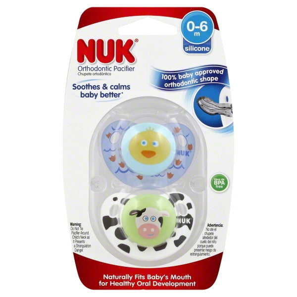NUK ORTHODONTIC PACIFIER CUTE BUTTON SILI 2PK