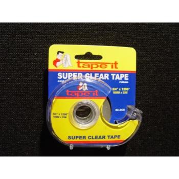TAPE SUPER CLEAR W/DISPENSER 3/4 X 1296"