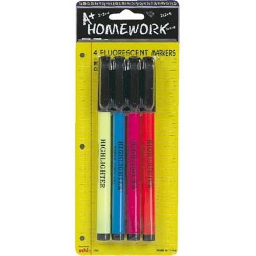 PEN FLUORESCENT HIGHLIGHTER ASSORTED 4 PK