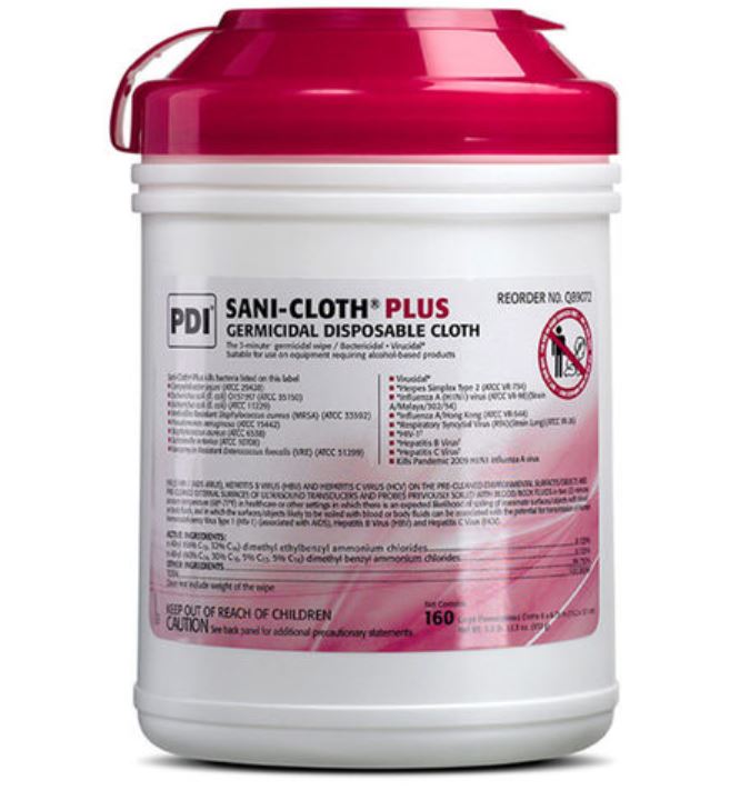 SANI CLOTH PLUS GERMICIDAL WIPES LG TUB/160