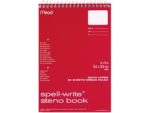 STENO BOOK SPIRAL 6 X 9" 80 SHEETS