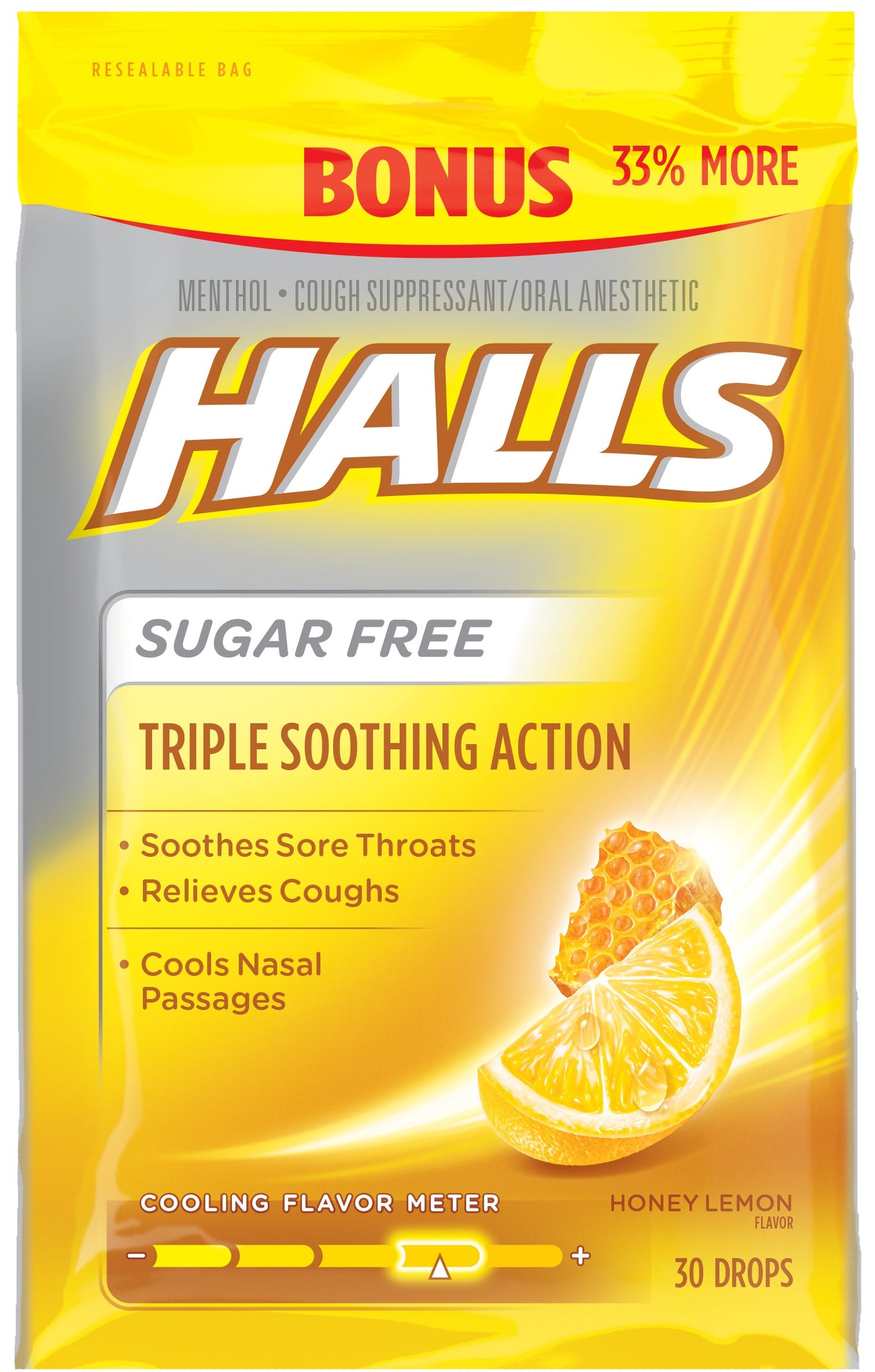 HALLS HONEY LEMON BAG 30