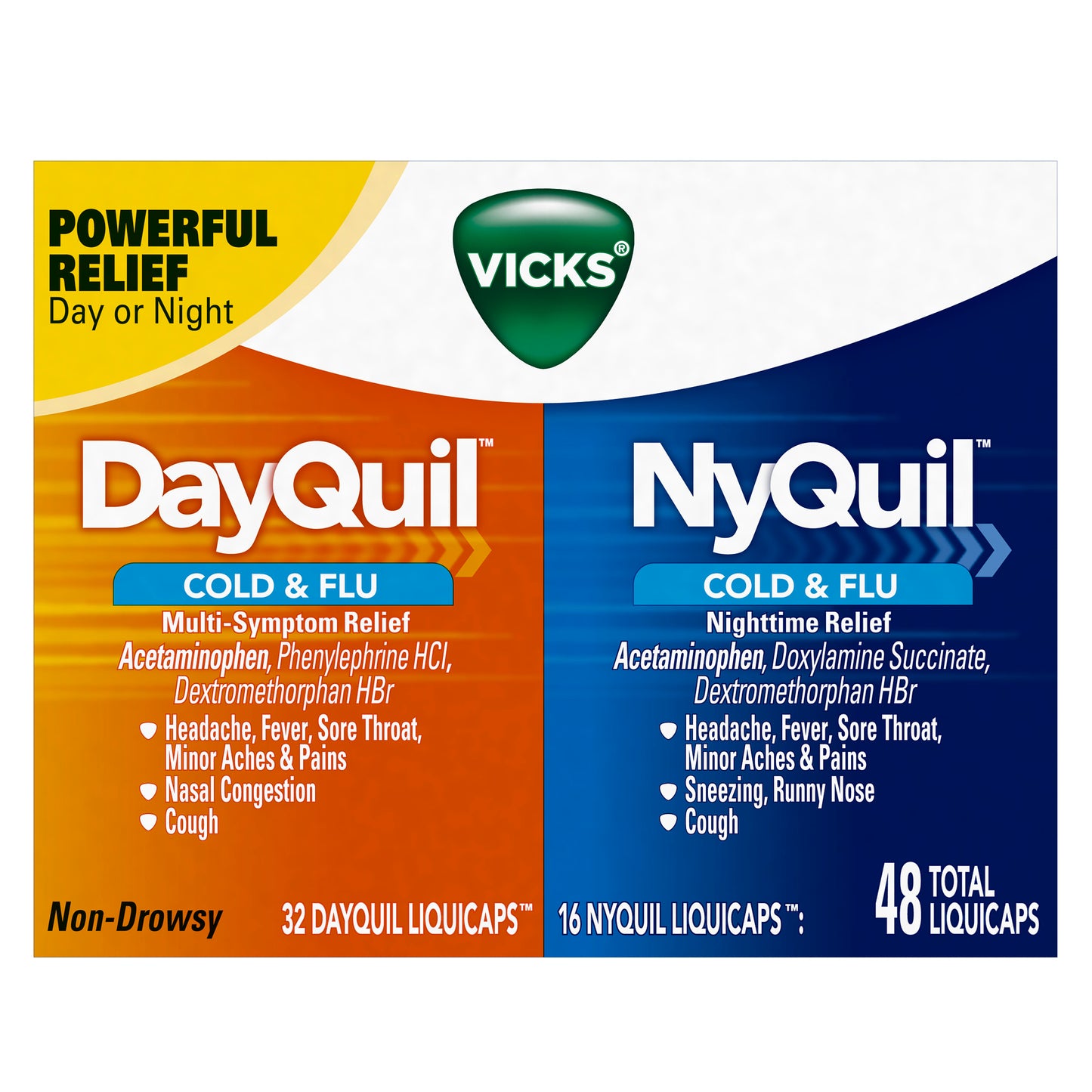 VICKS DAYQUIL/NYQUIL COMBO LIQUIDCAPS 48