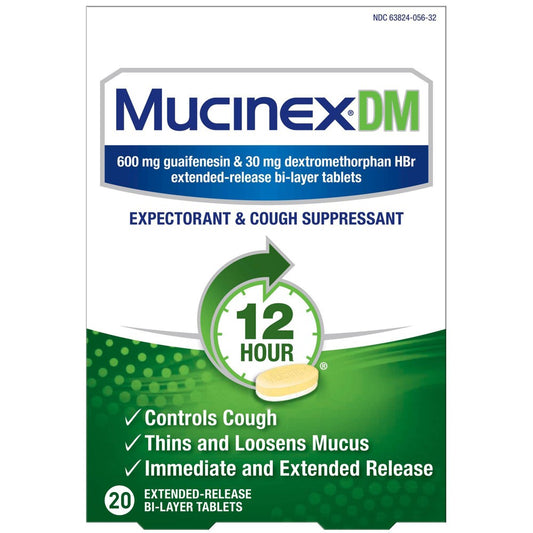 MUCINEX DM ER TAB 600/30 MG 20