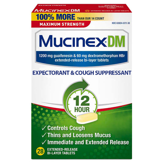 MUCINEX DM MAX ER TAB 1200/60 MG 28