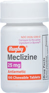 MECLIZINE HCL CHEW TAB 25 MG 100 (OTC) RUGBY