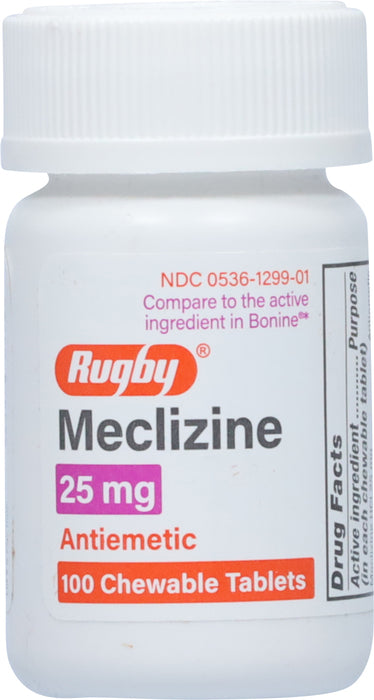 MECLIZINE HCL CHEW TAB 25 MG 100 (OTC) RUGBY