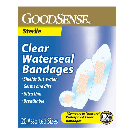 GS ADHESIVE BANDAGE CLEAR WATERSEAL ASST 20