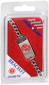 ID BRACELET DIABETIC STEEL CLAMSHELL