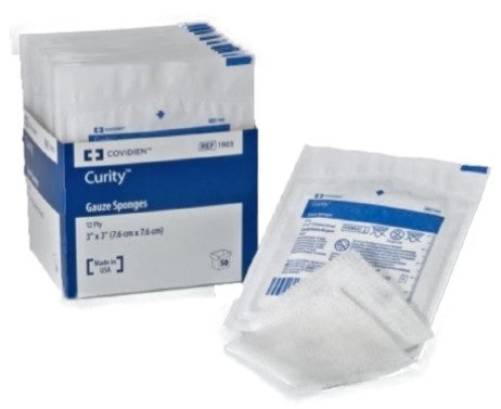 CURITY GAUZE SPONGE 12 PLY ST 3 X 3" 2'S (50)