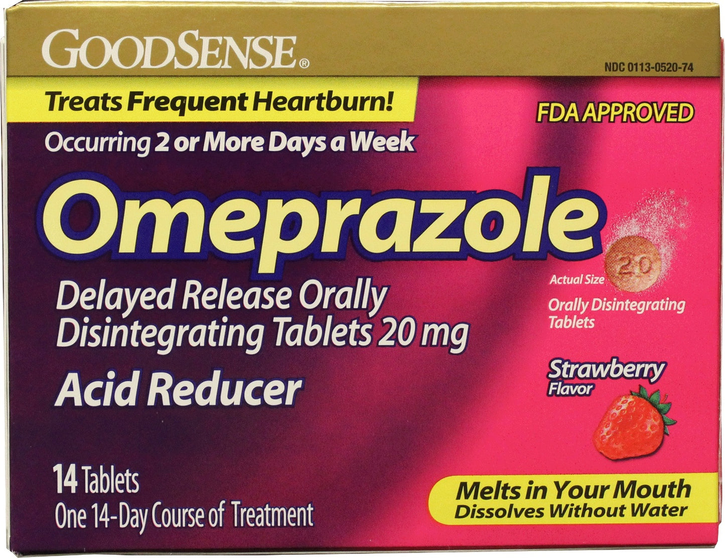 GS OMEPRAZOLE ODT TAB STRAWBERRY 20 MG 14