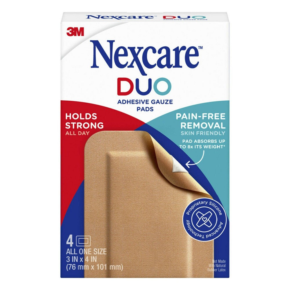 NEXCARE DUO ADHESIVE GAUZE PAD 3" X 4" BX/4