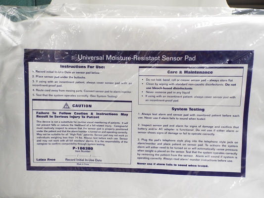 ALARM UNIVERSAL BED SENSOR PAD 10" X 28" 1 YR