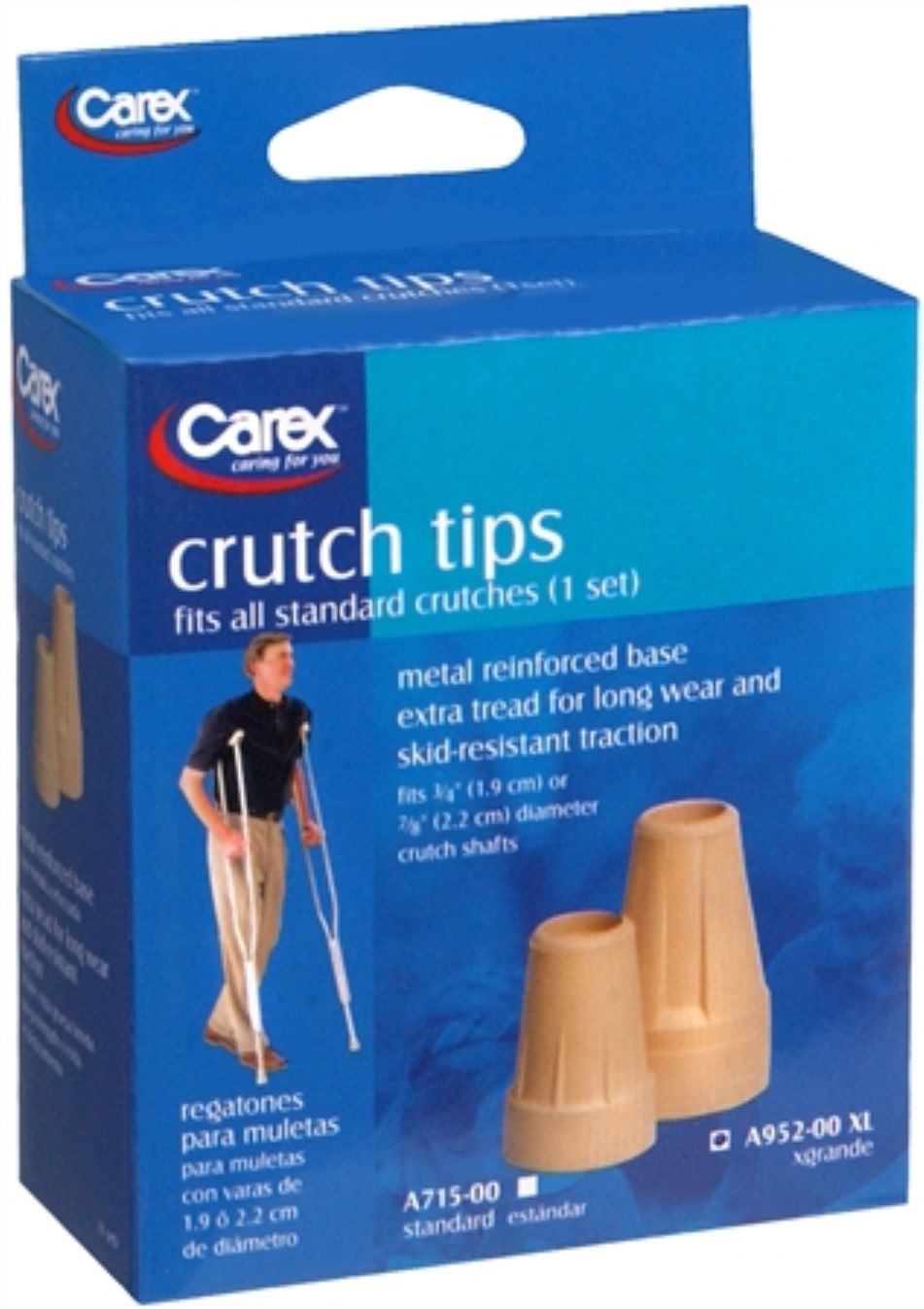 CRUTCH TIP 7/8" TAN XLG PR CAREX