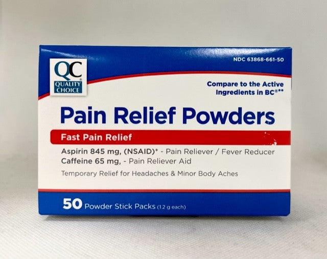 QC PAIN RELIEF POWDER 845/65 MG 50
