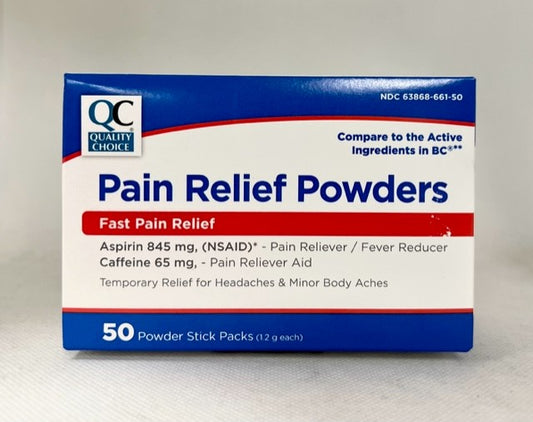 QC PAIN RELIEF POWDER 845/65 MG 50