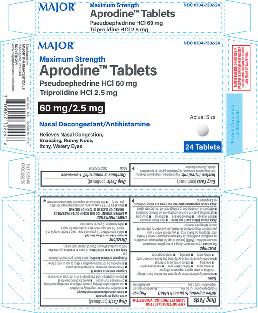 APRODINE TAB 60/2.5 MG 24 MAJOR