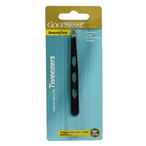 GS TWEEZERS STAINLESS STEEL SLANT TIP BLACK