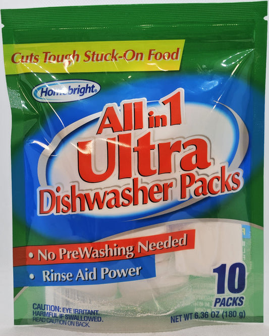 HOMEBRIGHT DISHWASHER ALL-N-1 ULTRA PACKS 10