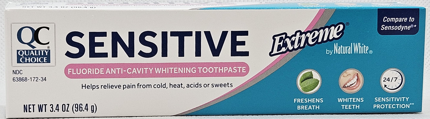 QC TOOTHPASTE SENSITIVE WHITENING MINT 3.4 OZ