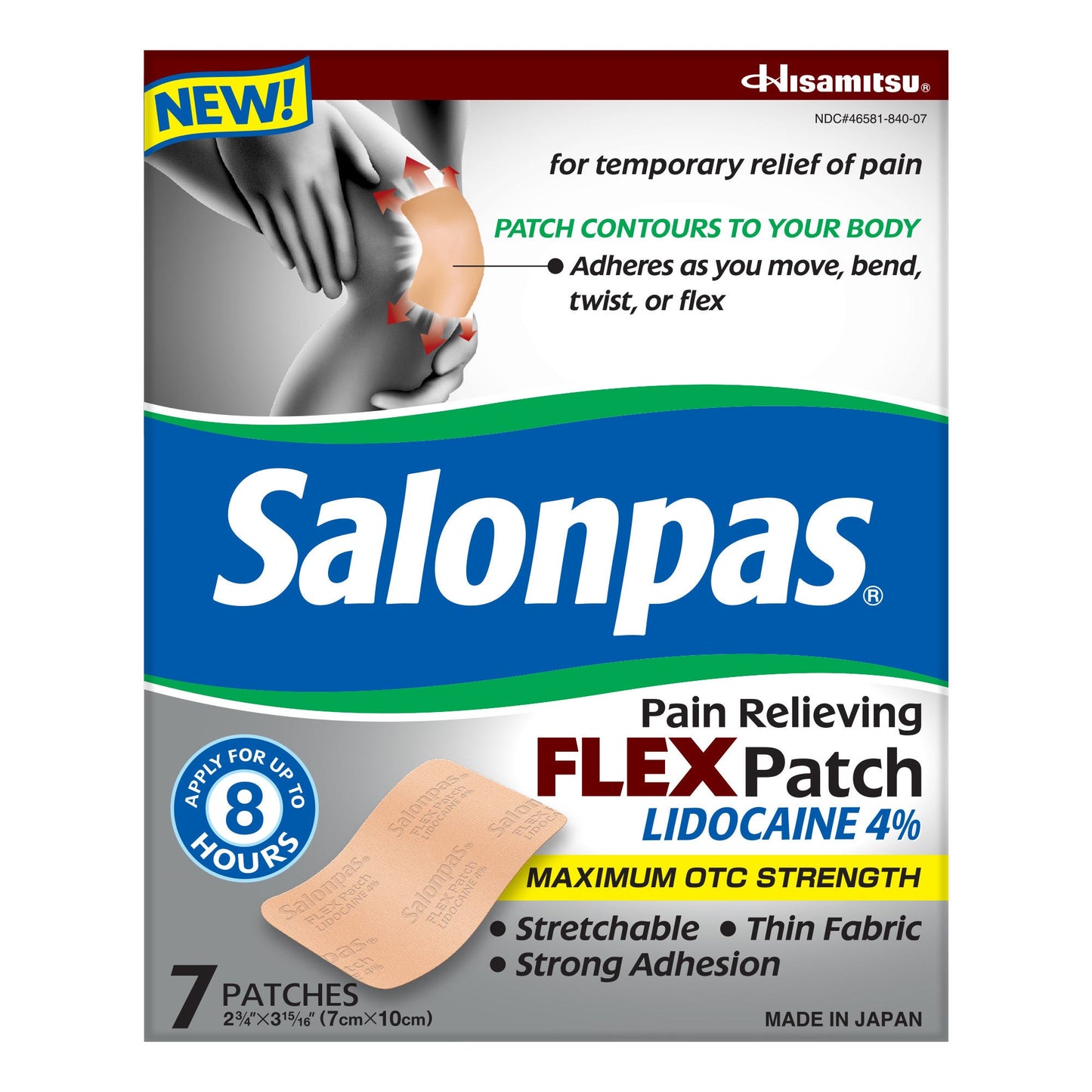 SALONPAS PAIN REL FLEX PATCH LIDOCAINE 4% 7CT