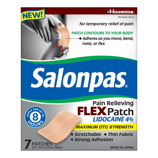 SALONPAS PAIN REL FLEX PATCH LIDOCAINE 4% 7CT