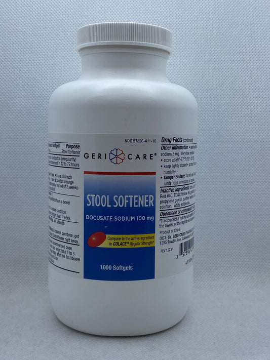 DOCUSATE SODIUM SOFTGEL 100 MG 1000 GERI-CARE