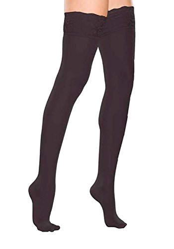 THIGH HIGH 15-20 WOMEN LACE CT BLACK LG TF