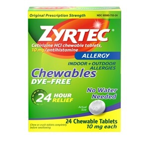 ZYRTEC ALLERGY DYE-FREE CHEW TAB 24
