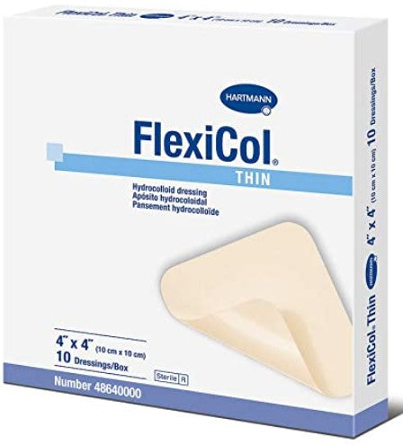 FLEXICOL HYDROCOLLOID DRESSING THN LF 4X4" 10