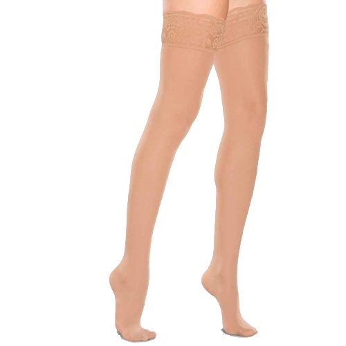 THIGH HIGH 15-20 WOMEN LACE CT SAND LG TF