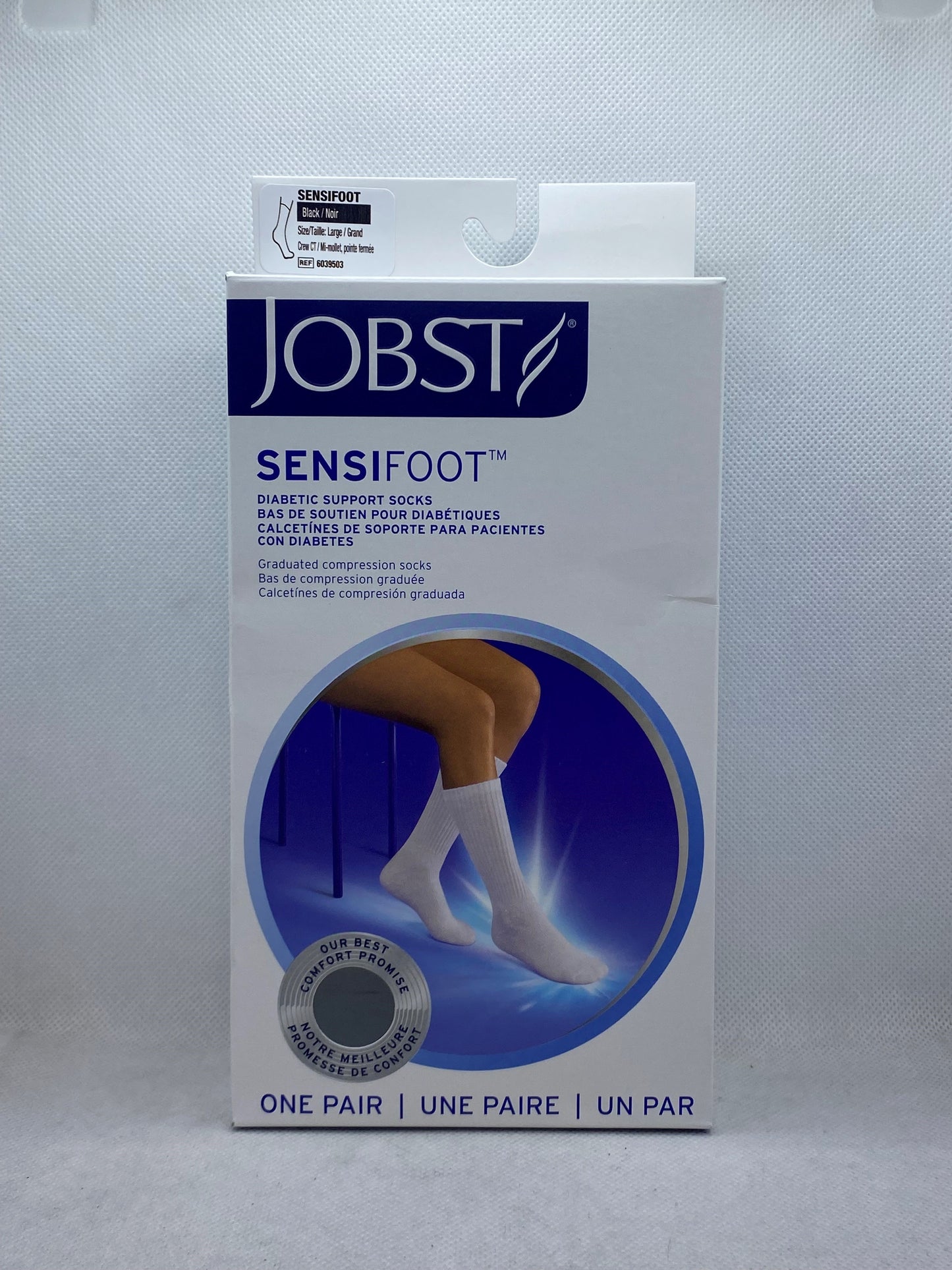 SENSIFOOT SOCK DIABETIC CREW BLACK LG