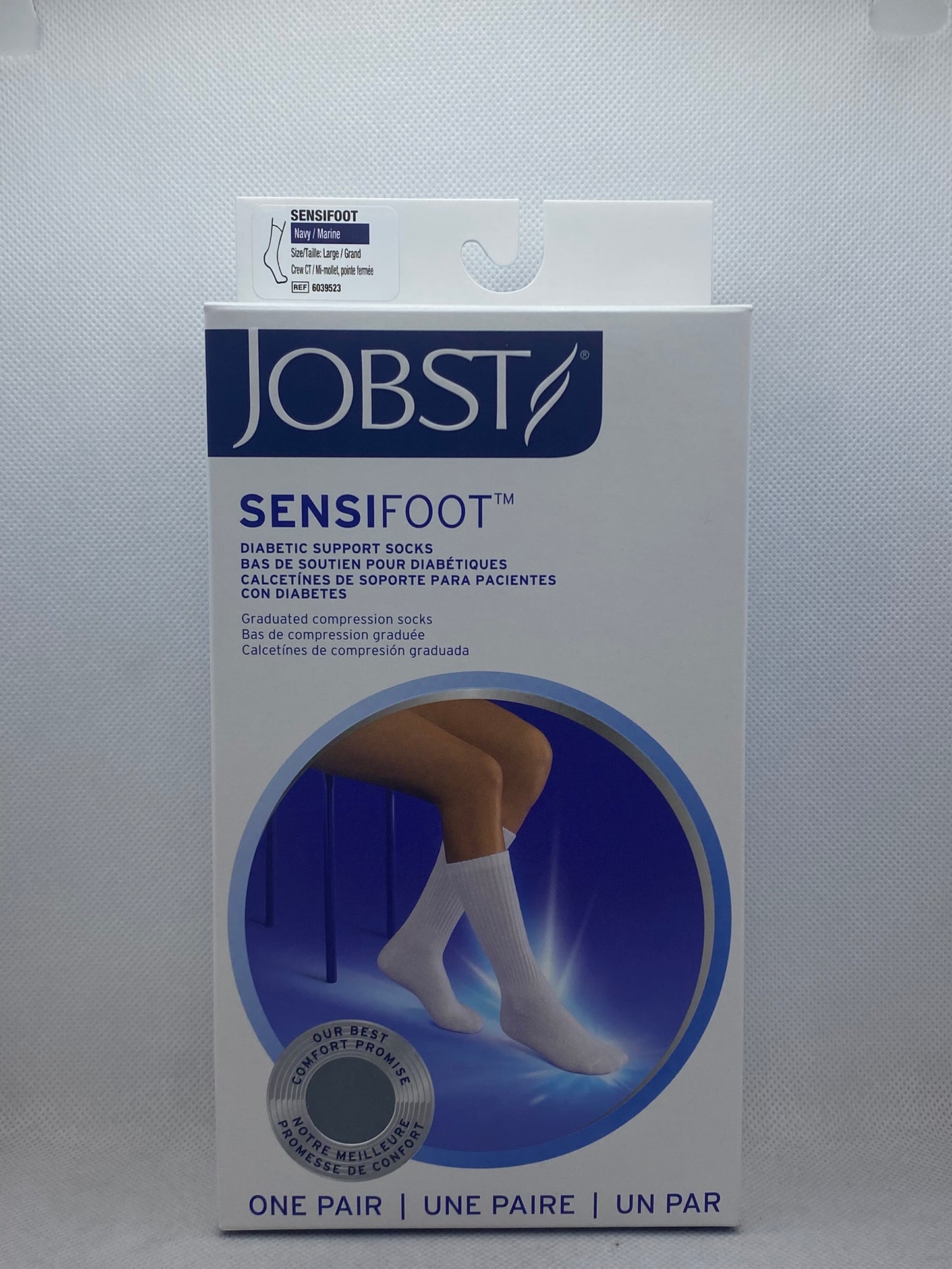 SENSIFOOT SOCK DIABETIC CREW NAVY LG