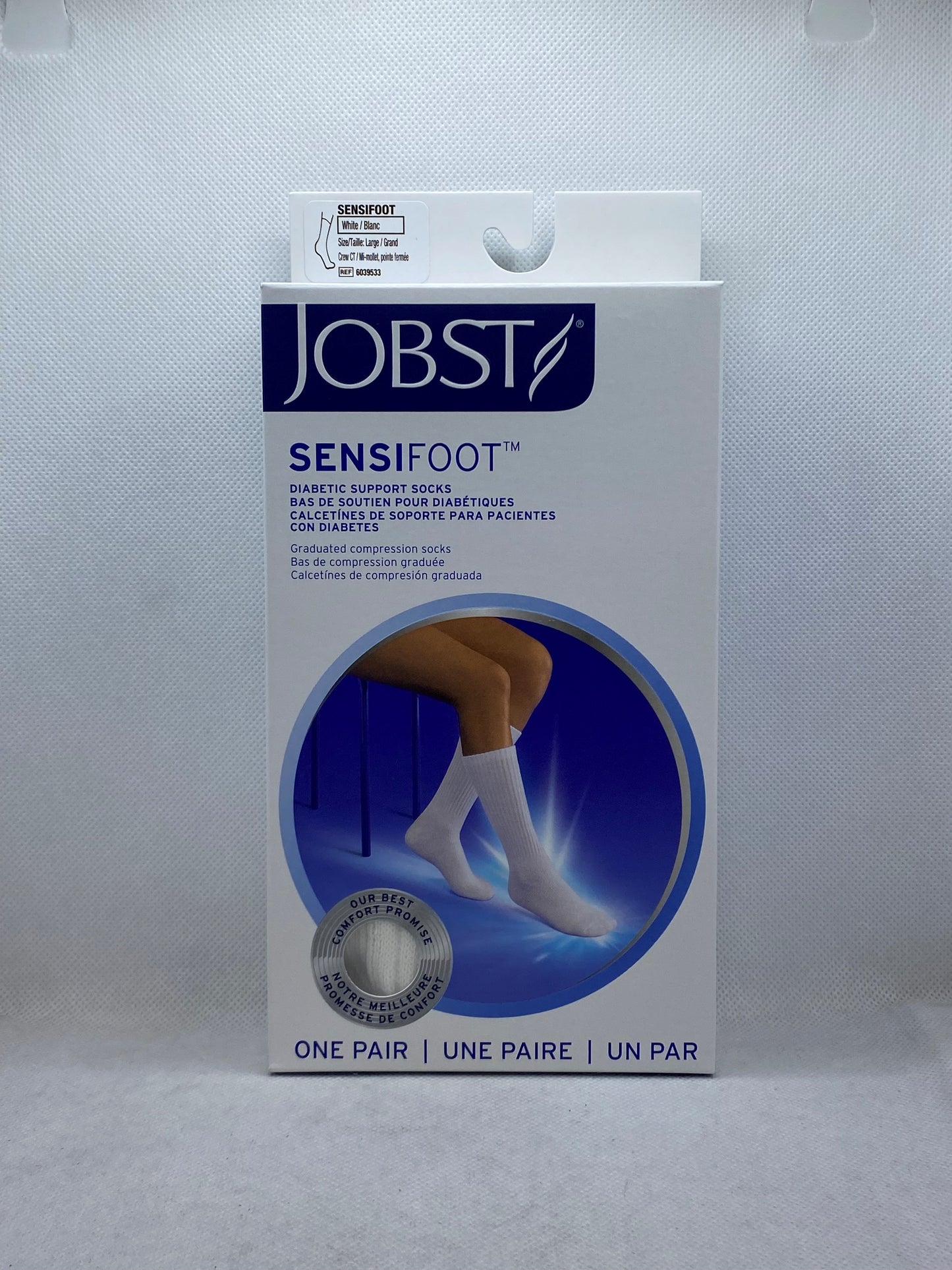 SENSIFOOT SOCK DIABETIC CREW WHITE LG