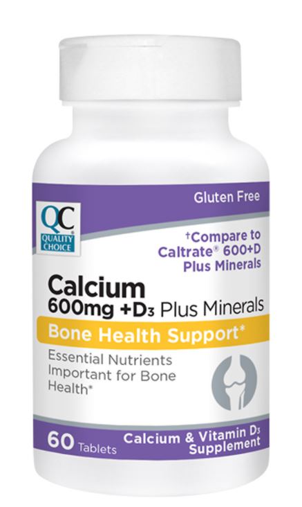 QC CALCIUM 600 W/VIT D + MINERALS TAB 60