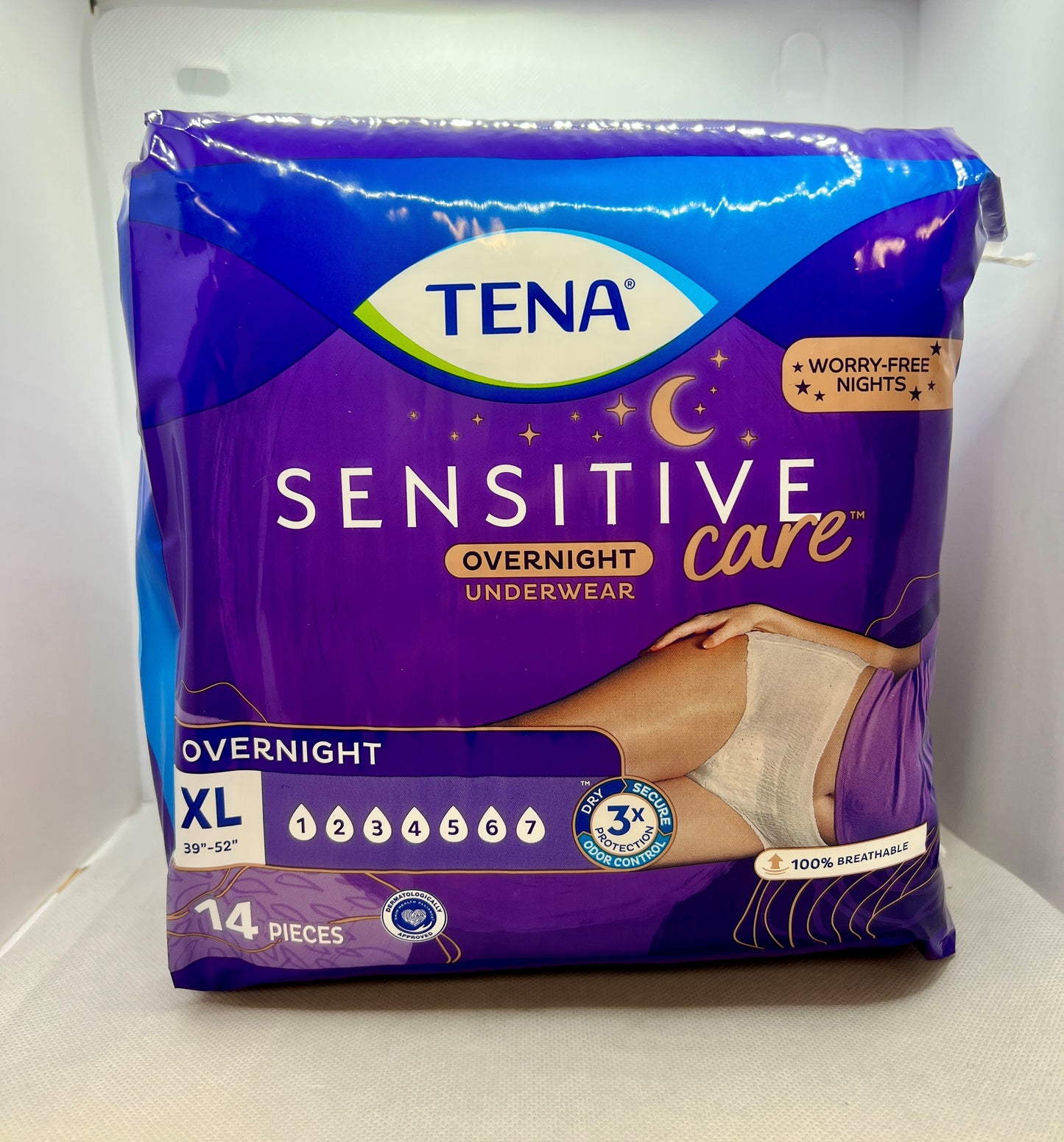 TENA SENSITIVE CARE OVERNIGHT UNDERWEAR XL 14