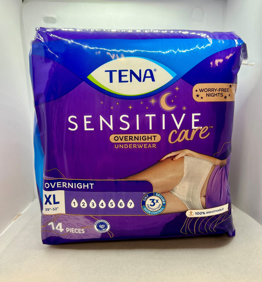TENA SENSITIVE CARE OVERNIGHT UNDERWEAR XL 14