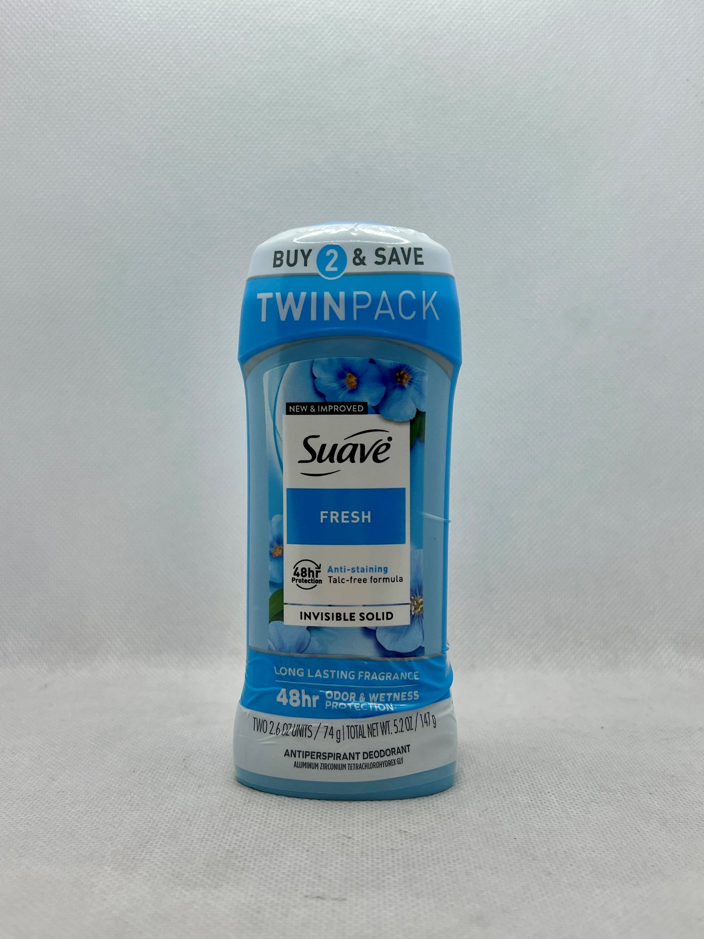 SUAVE A/P DEOD INV SOLID FRESH 2.6 OZ 2PK