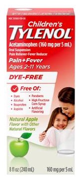 TYLENOL CHILDREN LIQ NAT APPLE DYE-FREE 8 OZ