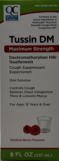 QC TUSSIN DM MAX STRENGTH COUGH SYRUP 8 OZ