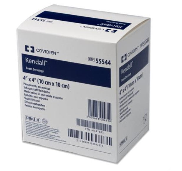 KENDALL FOAM DRESSING W/TOP SHEET 4 X 4" (10)