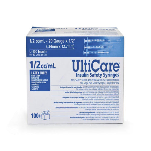 ULTICARE INSULIN SYR SAFE 1/2CC 29G X 1/2"100