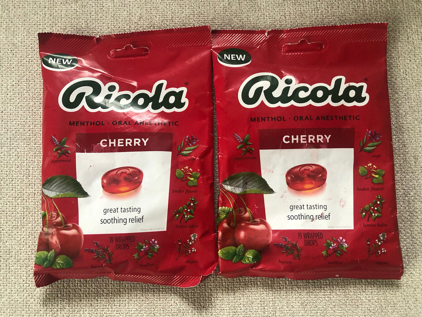 RICOLA CHERRY COUGH DROPS 19