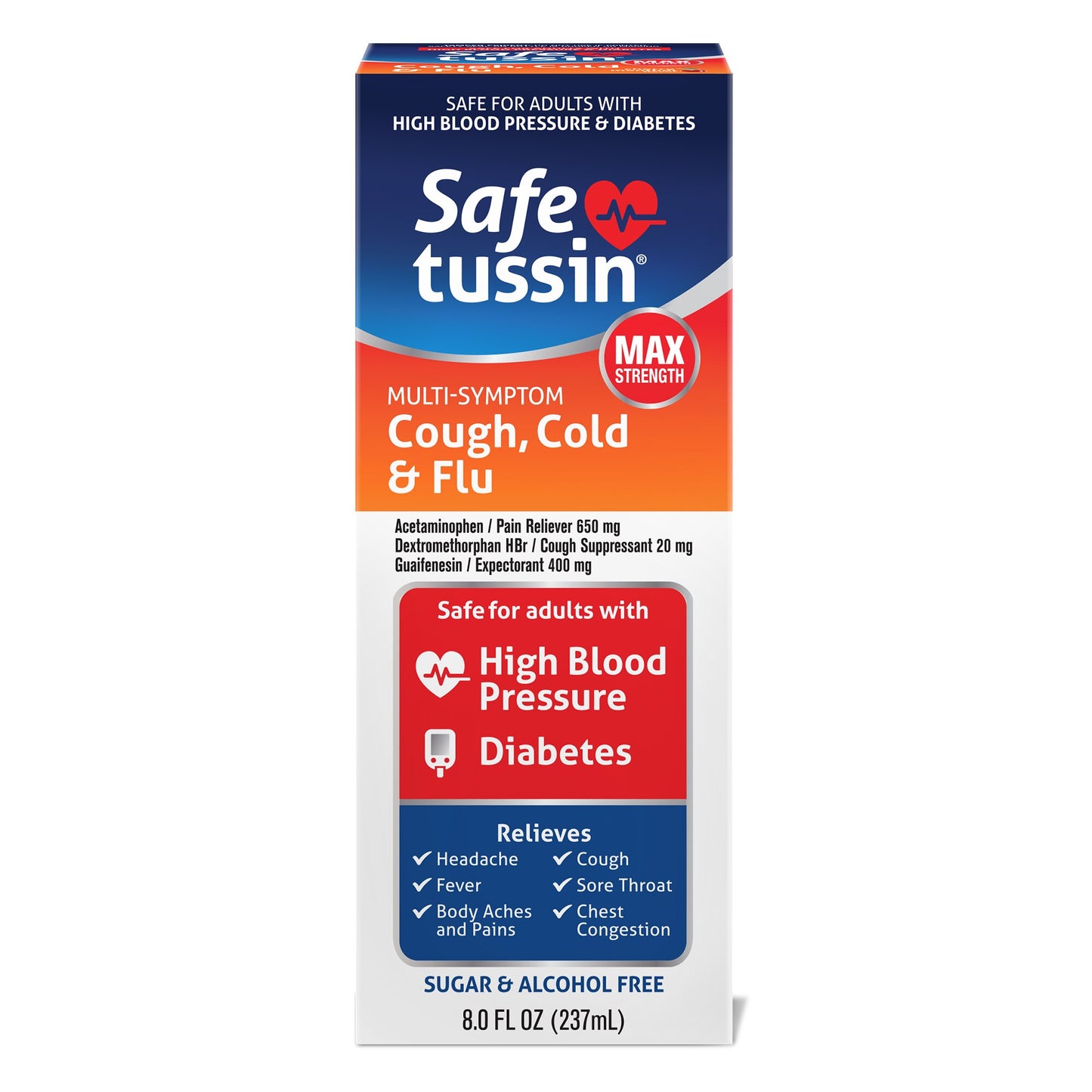 SAFETUSSIN MULTI-SYMPTOM LIQUID 8 OZ
